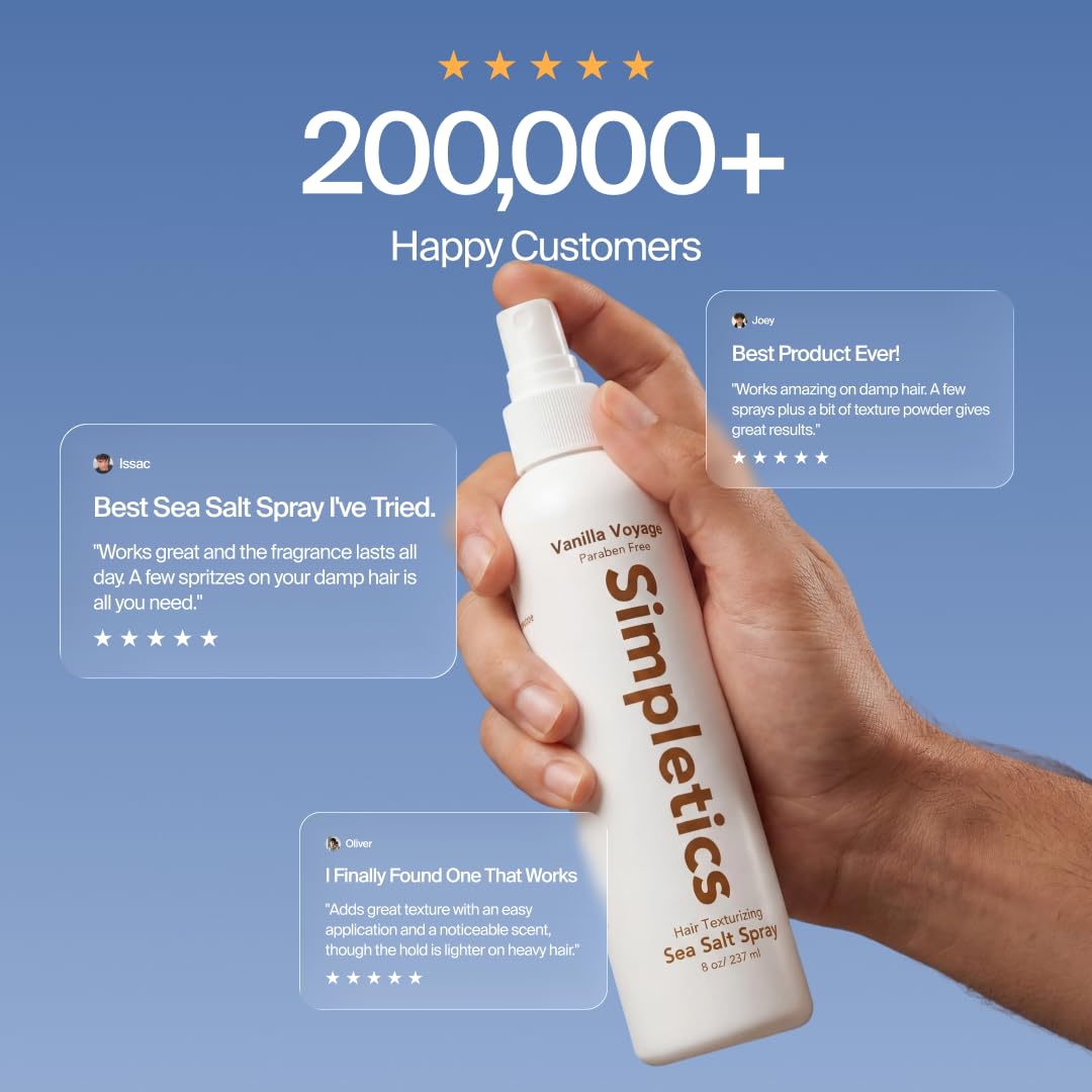 Back of Simpletics hair spray bottle with ingredient list
