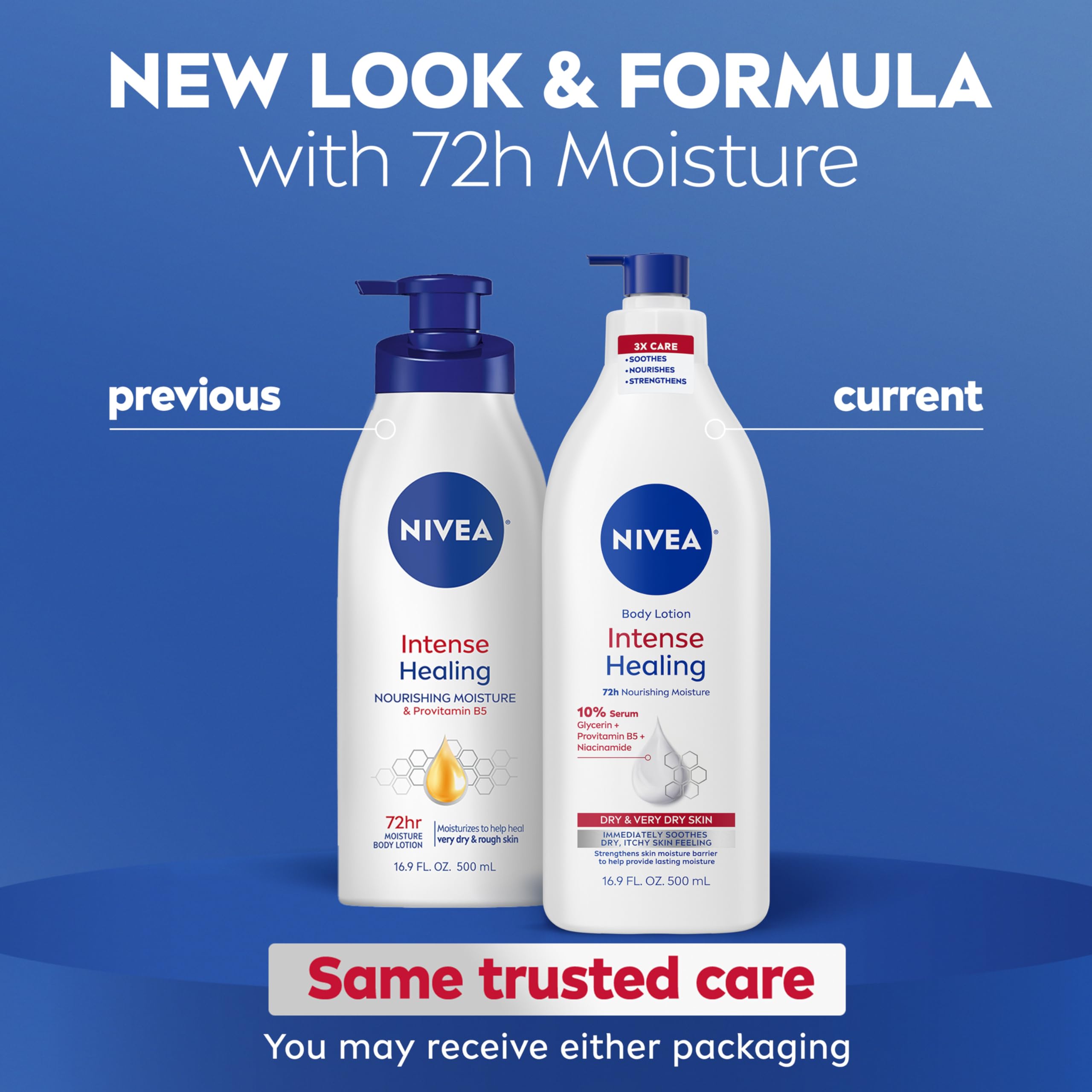Nivea Intense Healing Body Lotion pump bottle detail