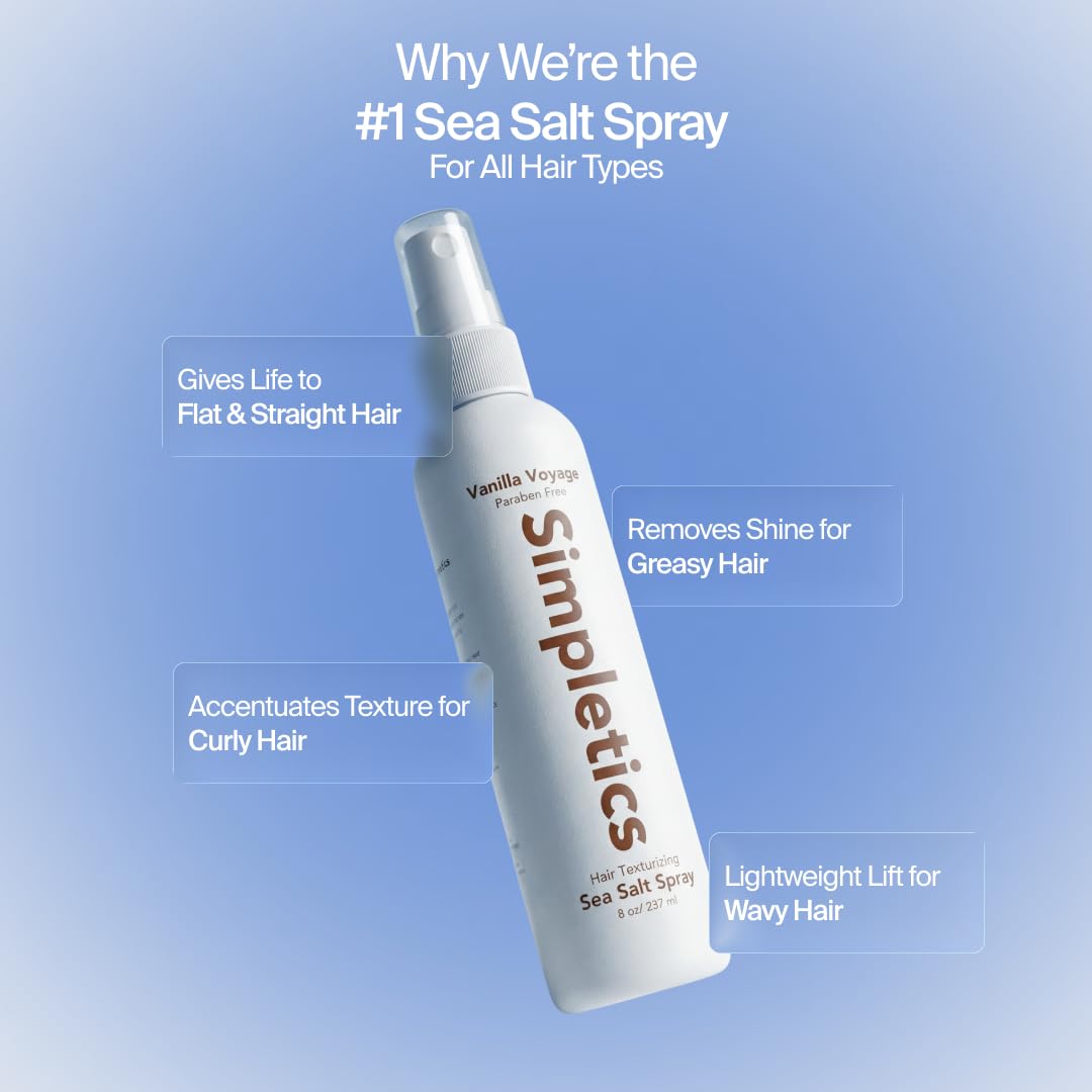 Person styling hair with Simpletics beach wave spray