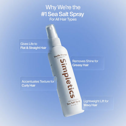 Person styling hair with Simpletics beach wave spray
