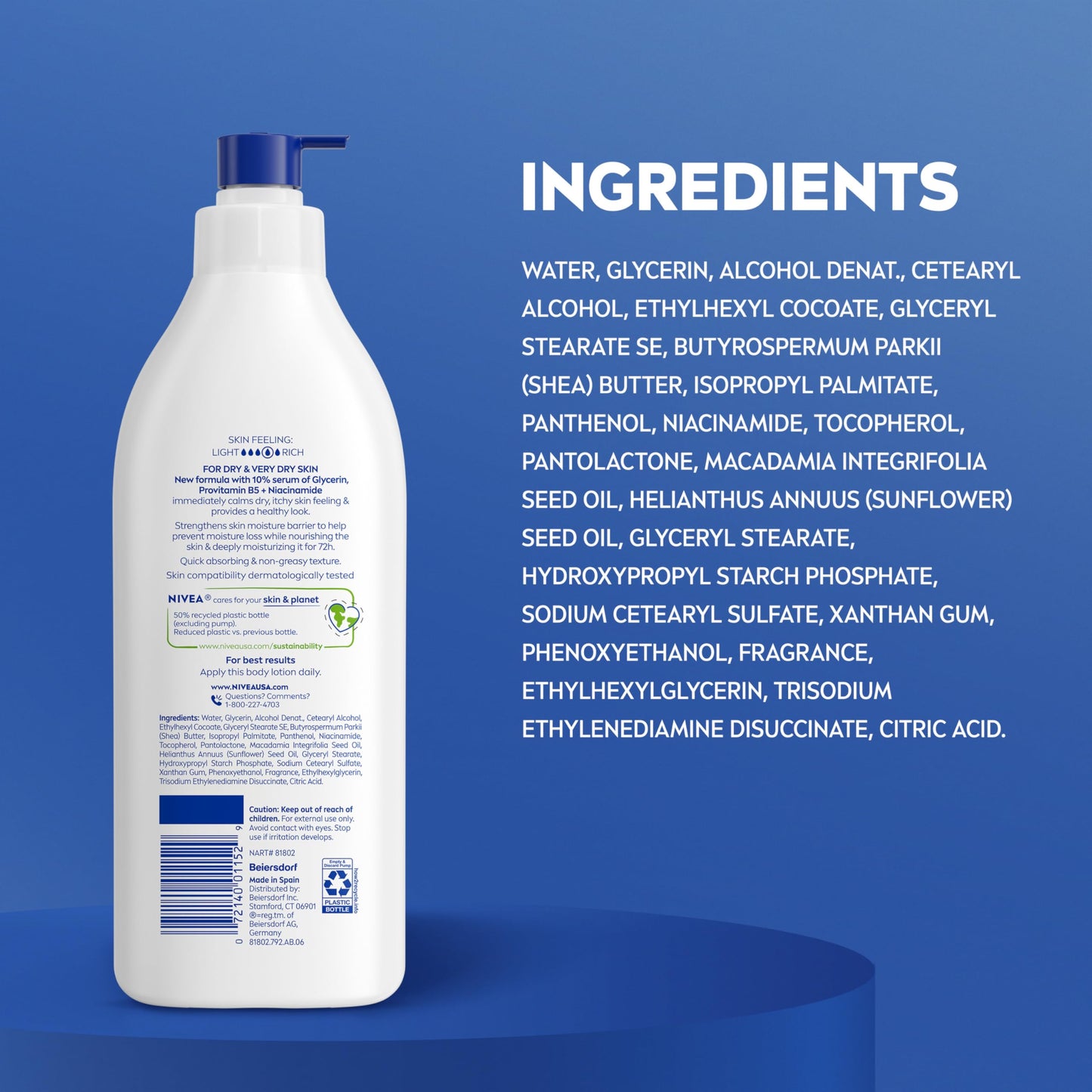 Nivea Intense Healing Body Lotion bottle in hand