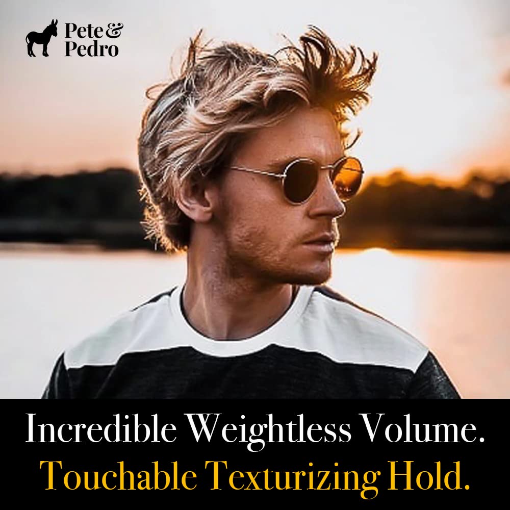 Person styling hair with Pete and Pedro Salt spray