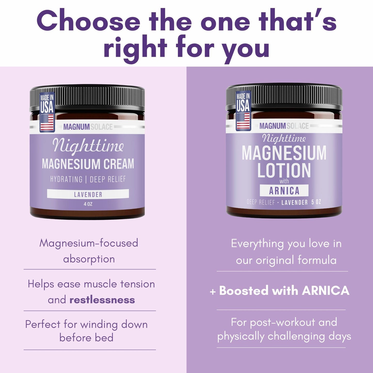 Magnum Solace calming magnesium chloride cream with lavender for muscle relaxation