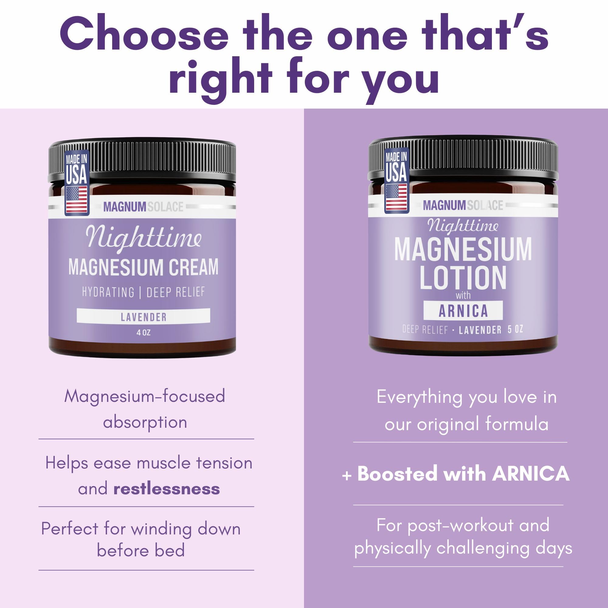 Magnum Solace calming magnesium chloride cream with lavender for muscle relaxation