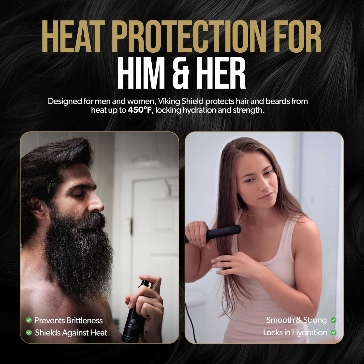 Close up of The Beard Struggle heat protectant spray ingredients