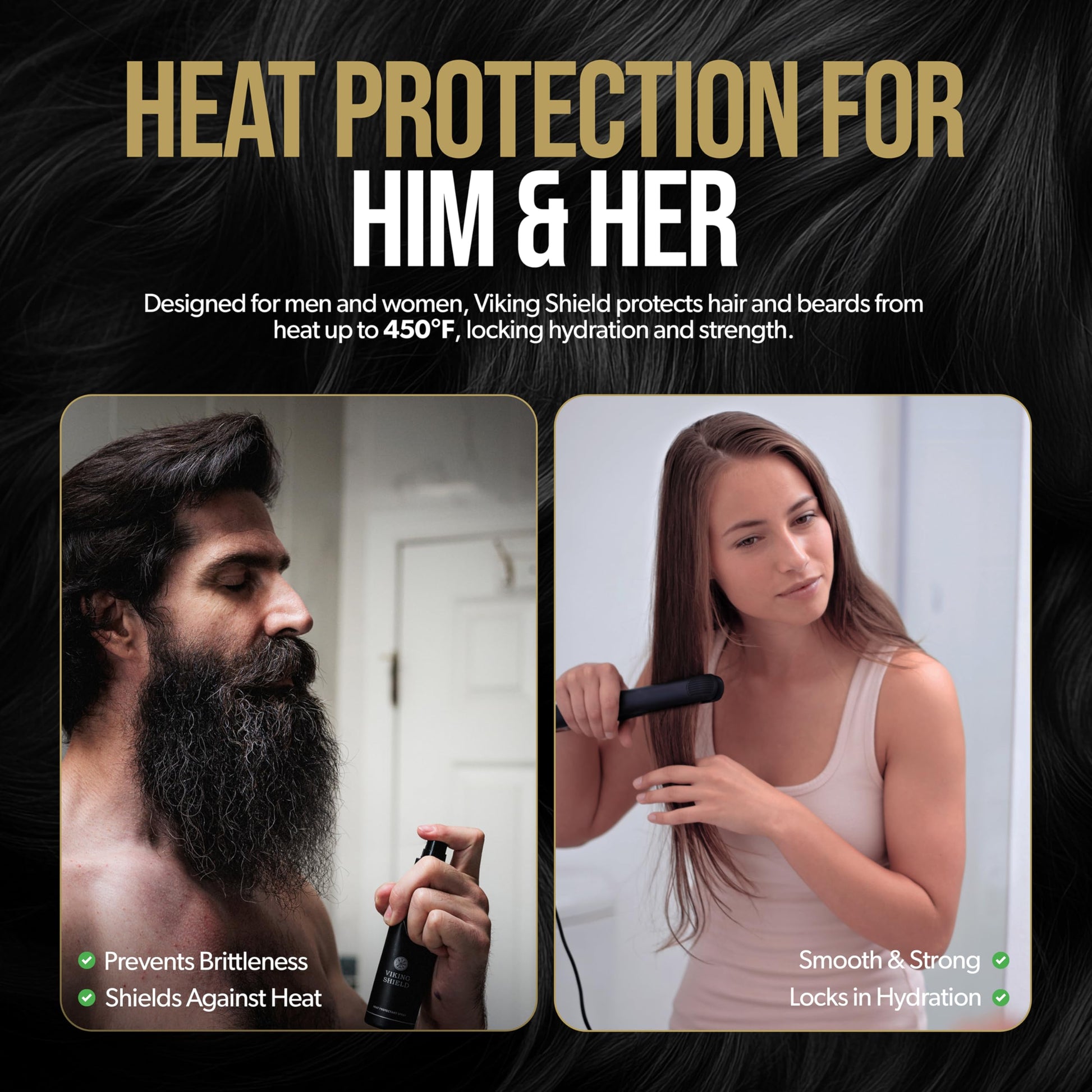 Close up of The Beard Struggle heat protectant spray ingredients