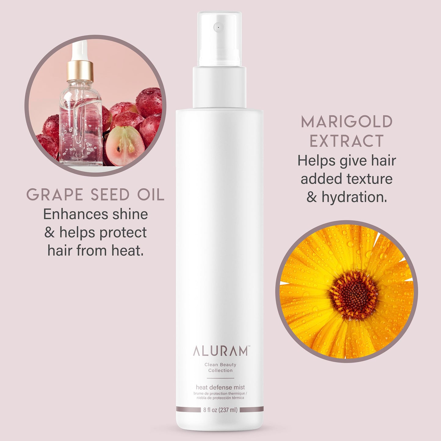 Model applying Aluram Heat Defense Mist to damp hair