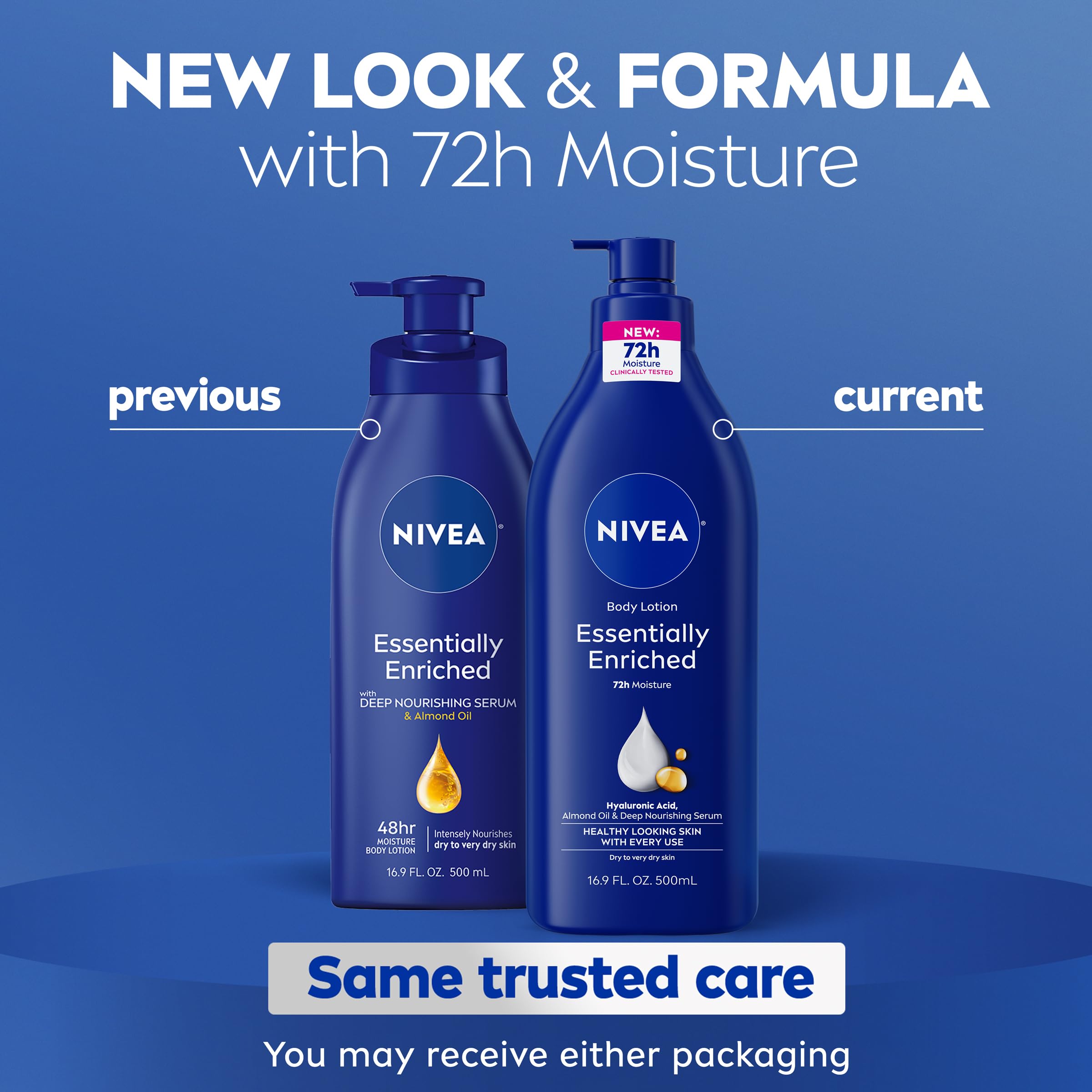 Nivea Essentially Enriched Body Lotion pump bottle detail
