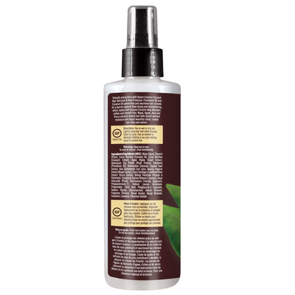Back of Desert Essence Coconut Hair Defrizzer bottle showing ingredient list
