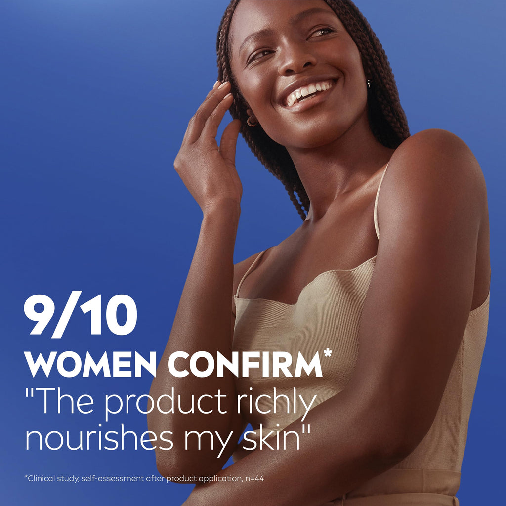 Nivea Essentially Enriched bottle next to almond oil ingredient reference