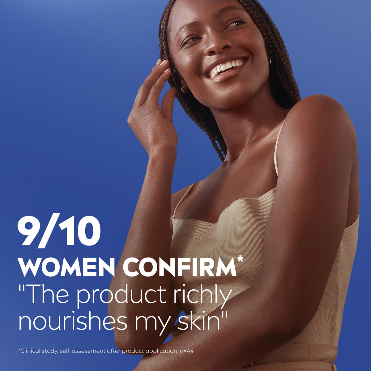 Nivea Essentially Enriched bottle next to almond oil ingredient reference