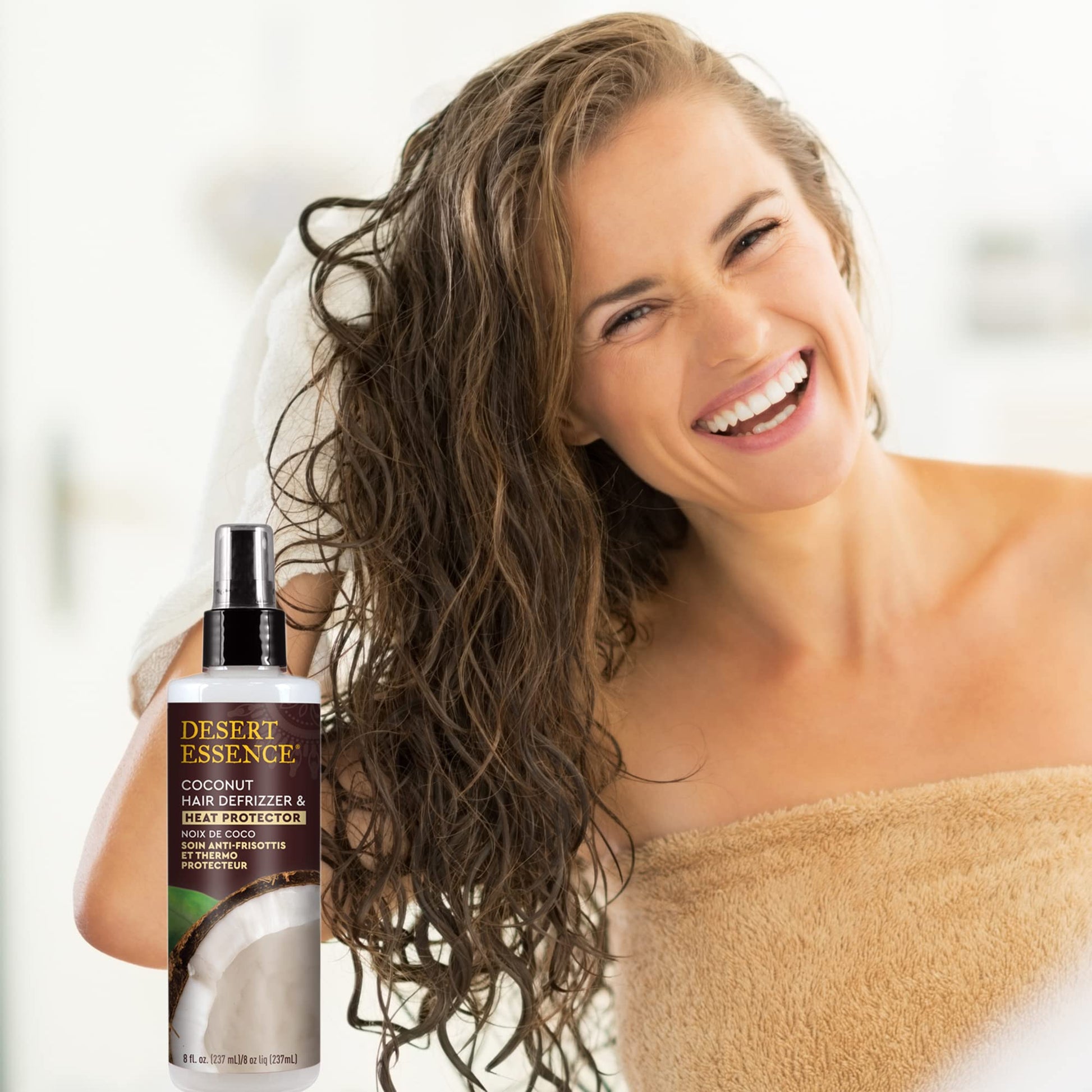 Desert Essence Coconut Hair Defrizzer 8 Fluid Ounce bottle packaging