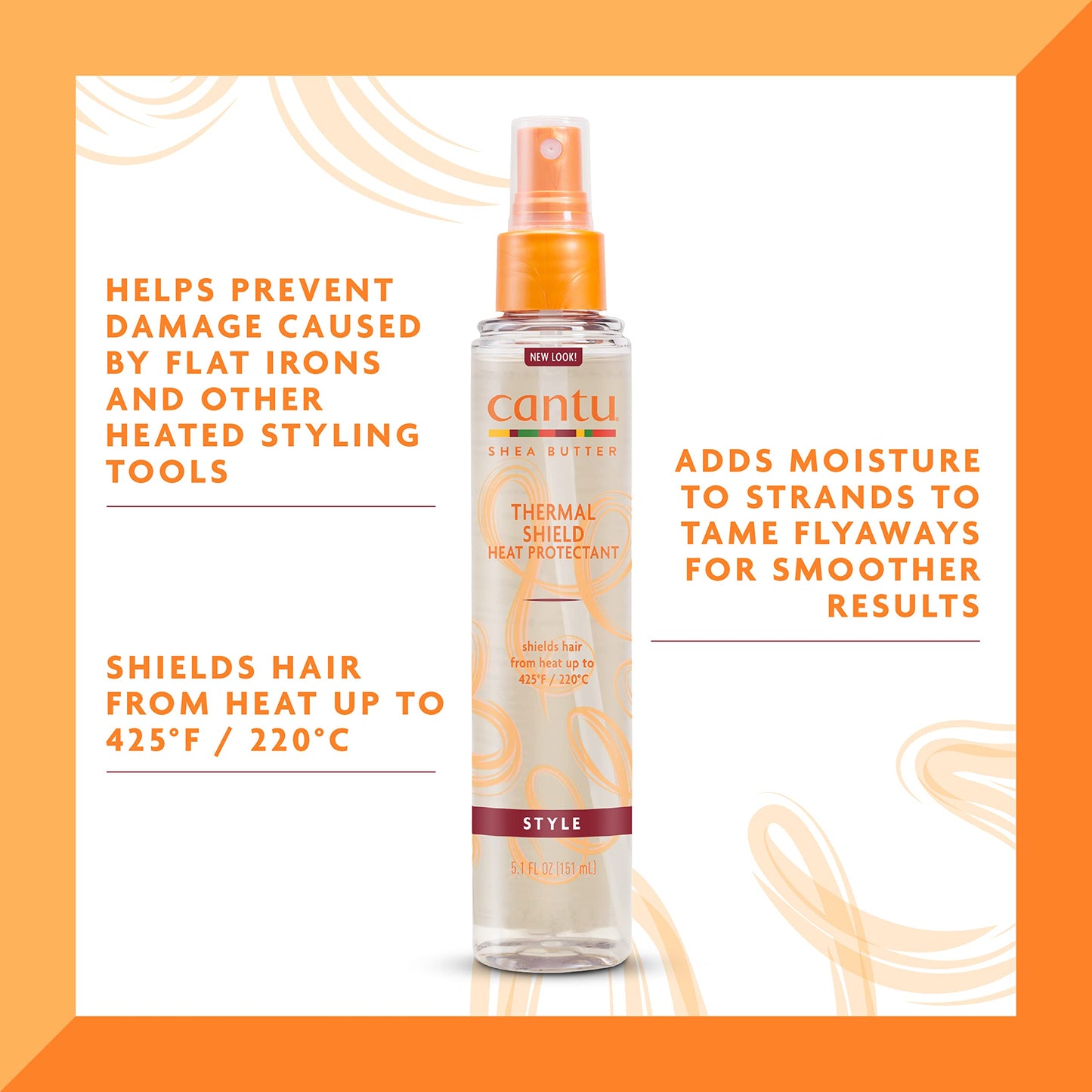 Cantu thermal protection spray bottle showing 425 degree heat shield label