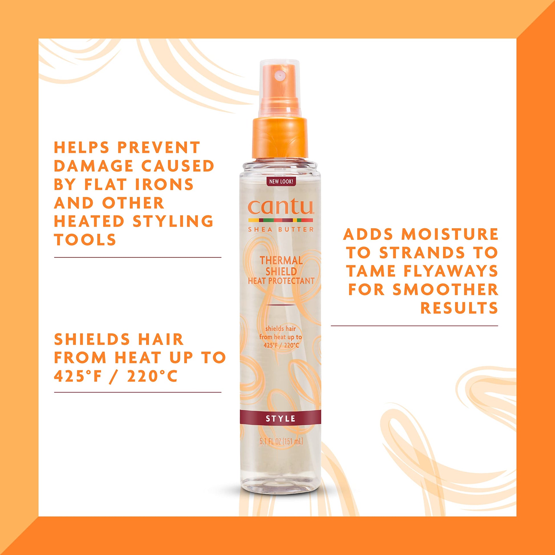 Cantu thermal protection spray bottle showing 425 degree heat shield label