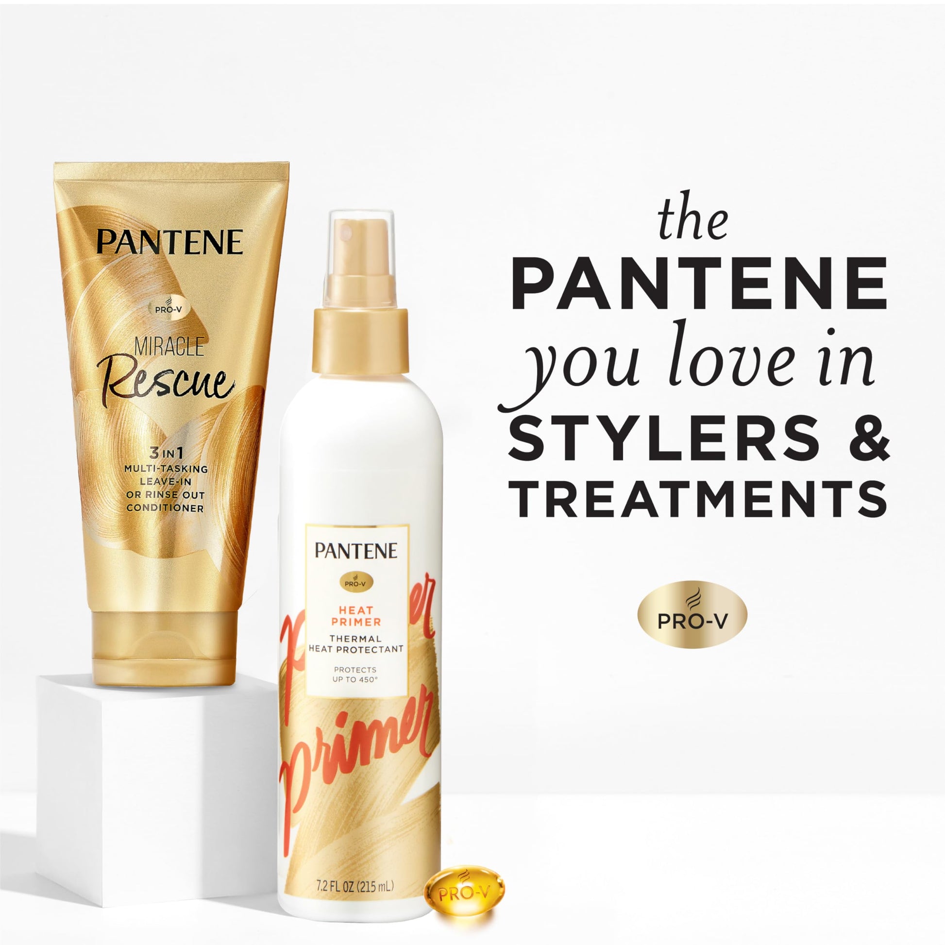 Applying Pantene thermal primer before hair styling