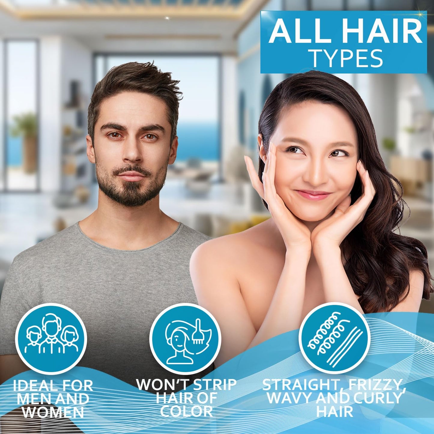 Bellisso Biotin spray bottle against a salon background