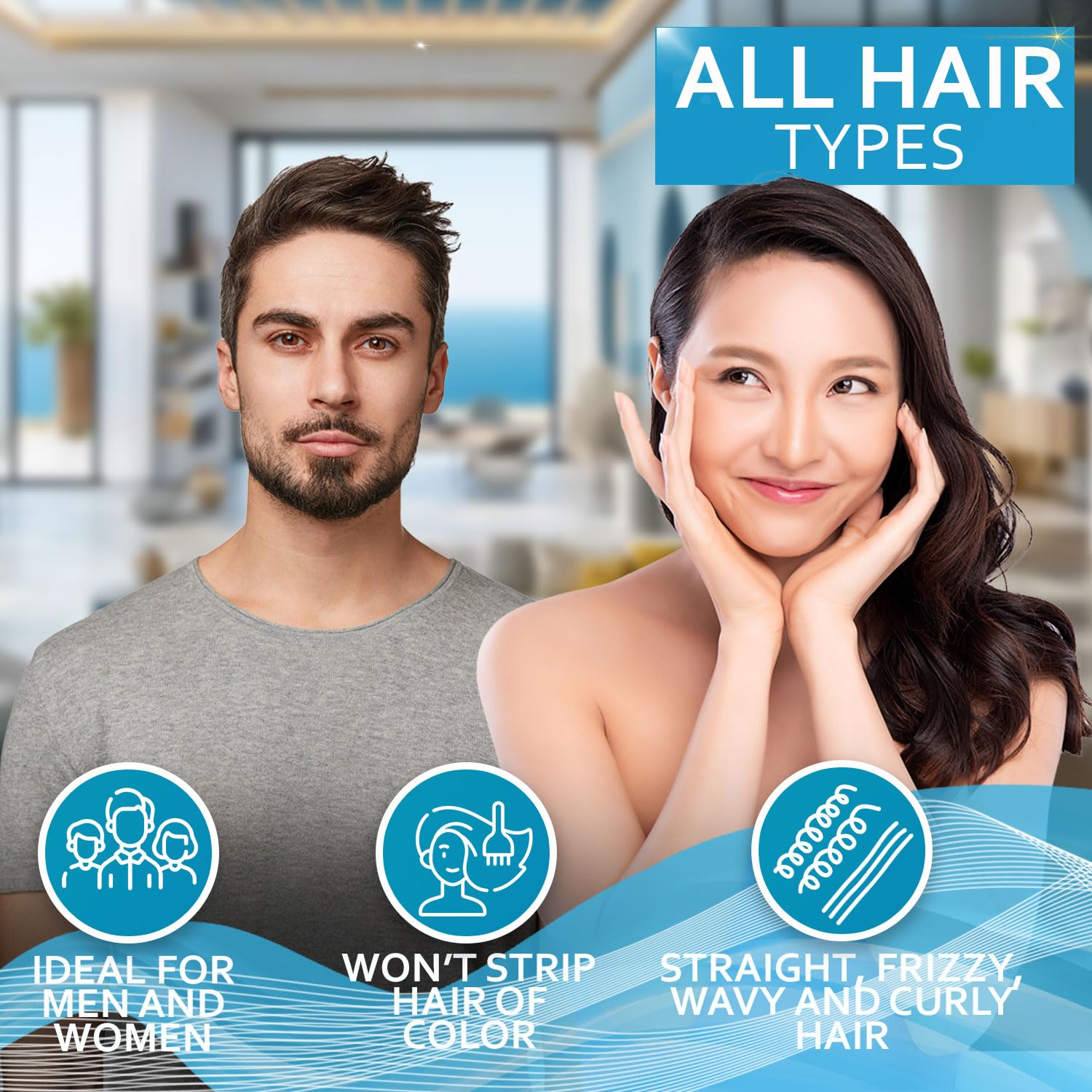 Bellisso Biotin spray bottle against a salon background