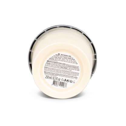 Back label of Organic Shop Bourbon Vanilla body cream displaying natural ingredients and COSMOS certification.