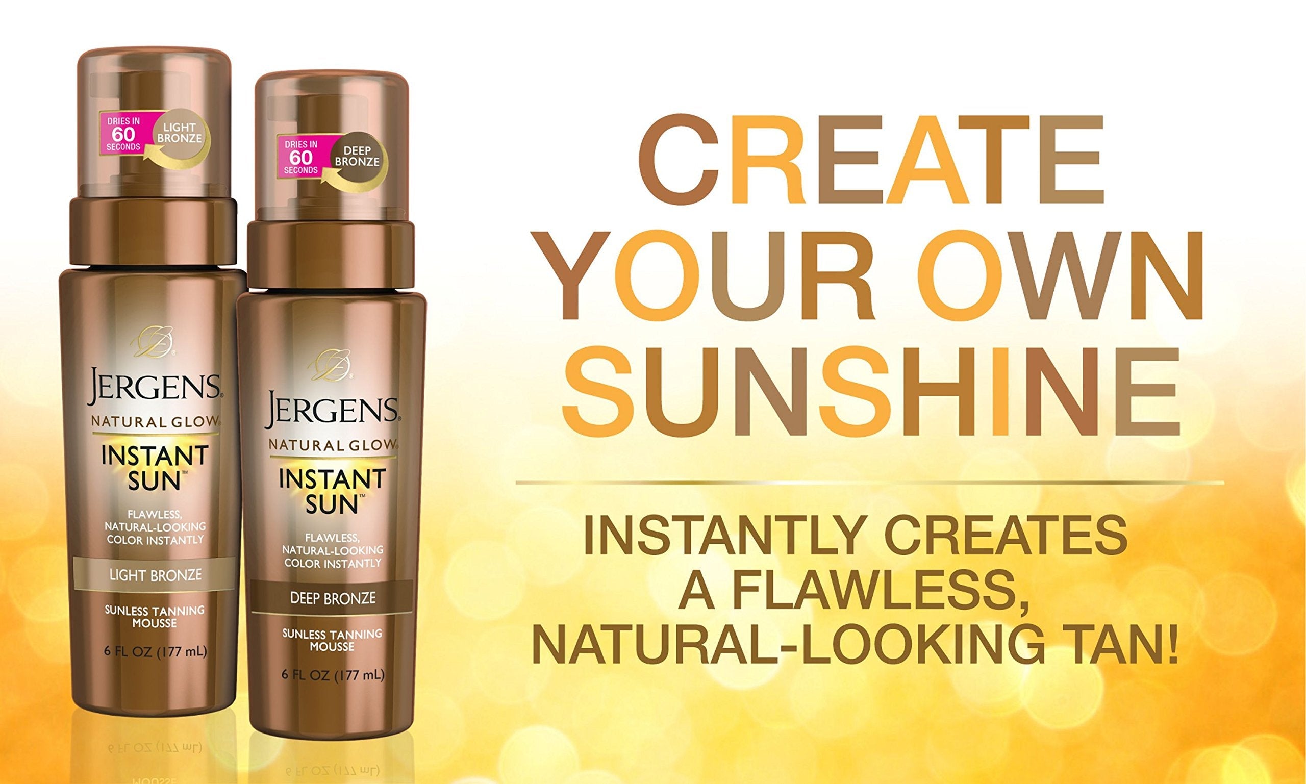 Authentic Jergens Instant Sun Light Bronze self tanner packaging