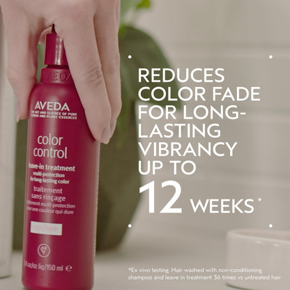 Aveda lightweight color protecting leave in treatment spray nozzle and branding detailing.
