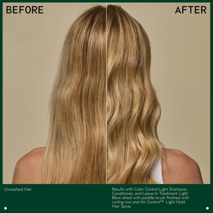 Aveda salon professional color care spray with sand ginger uv protection clear view.