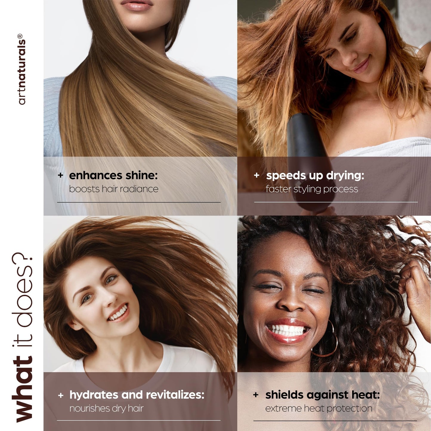 Usage demonstration of Artnaturals thermal hair spray