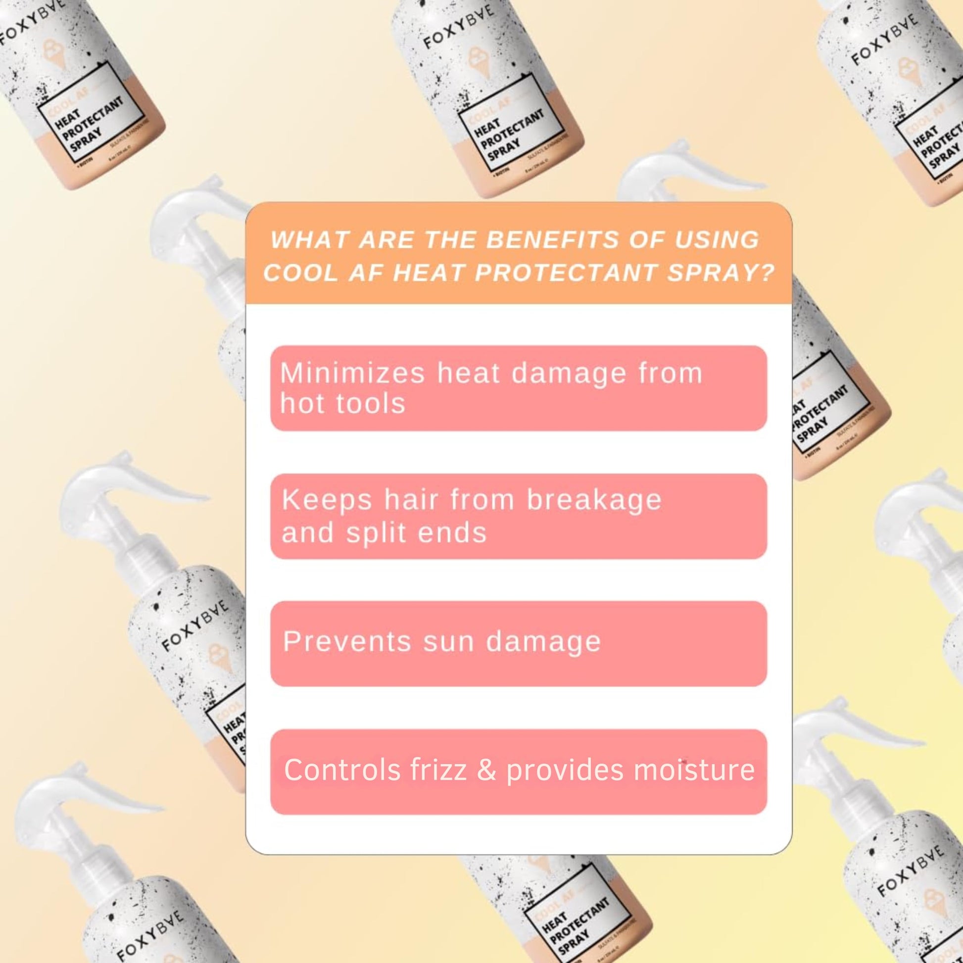 Foxybae hair care spray bottle held in hand
