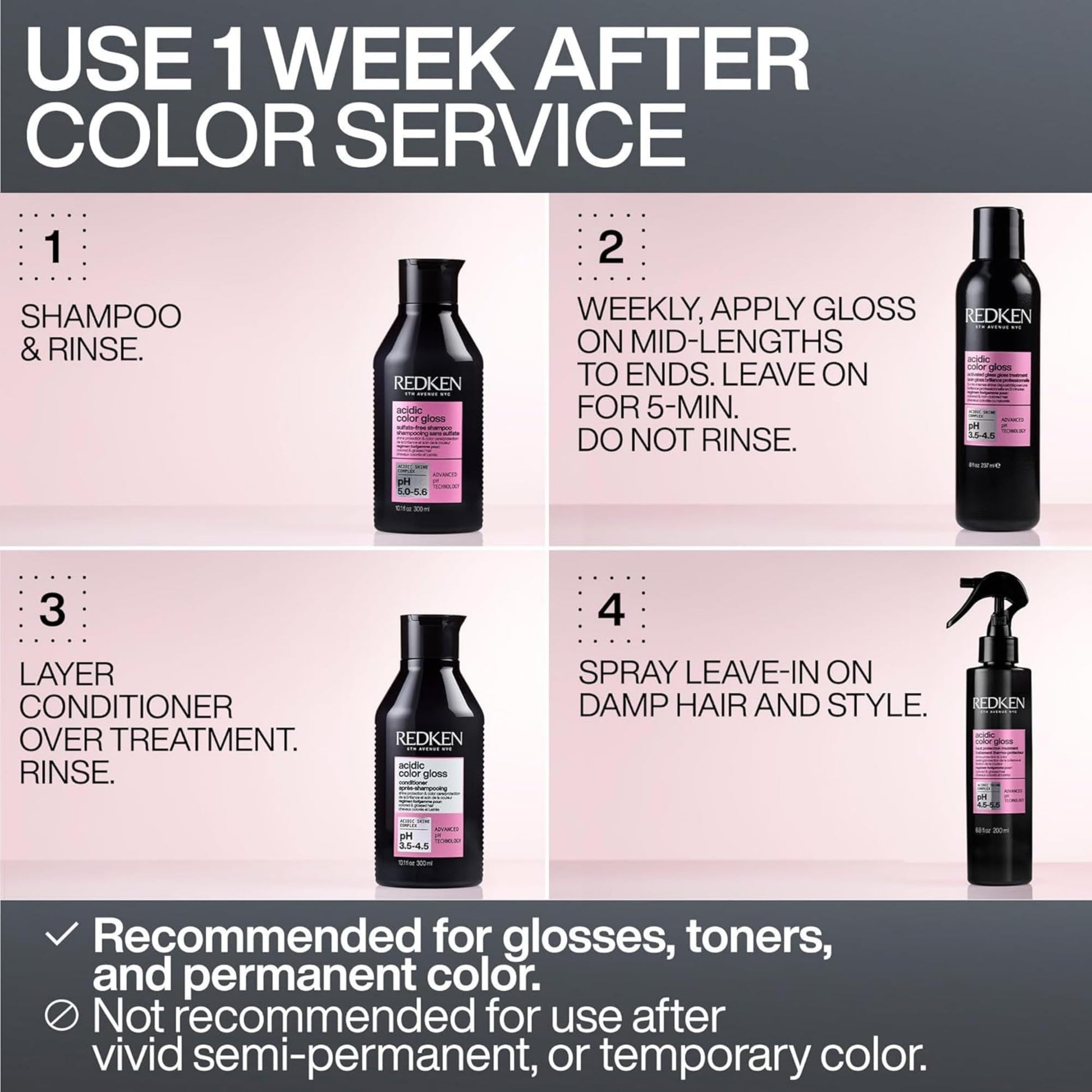 Redken heat protection spray bottle held in hand