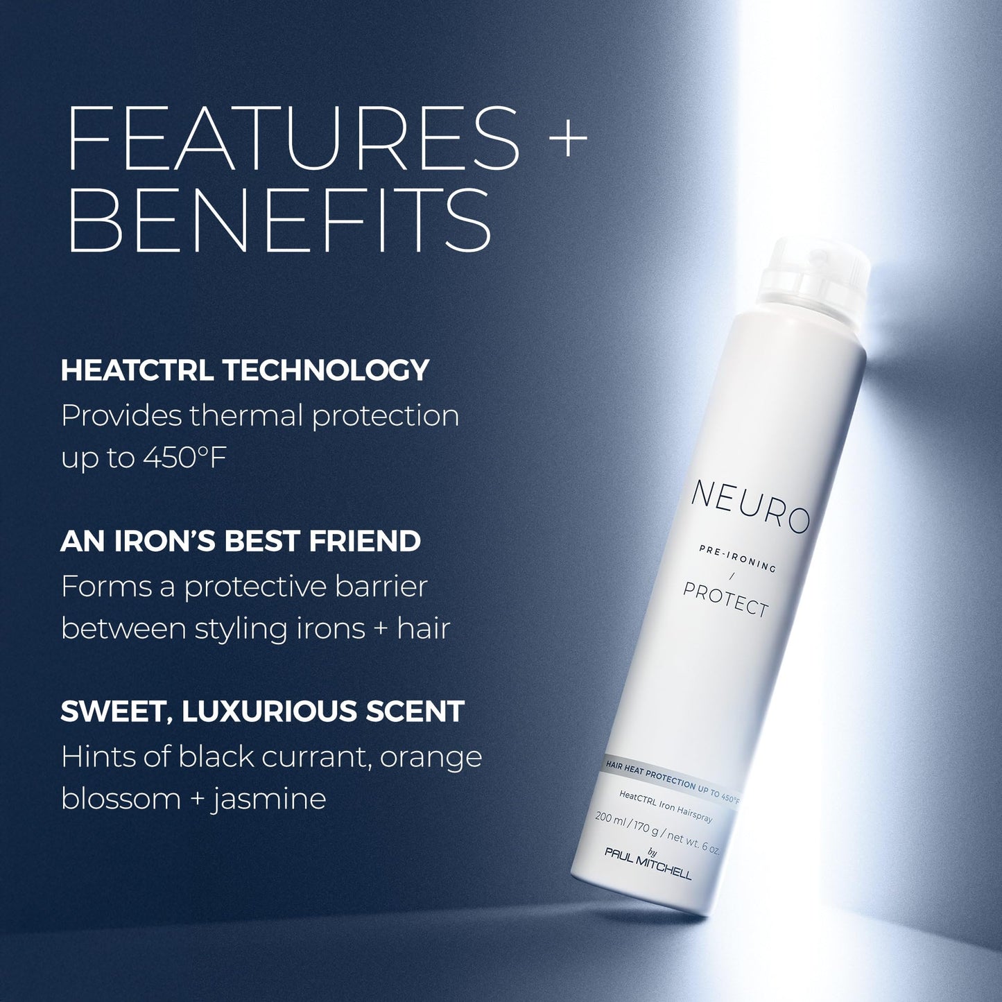 Back view of Neuro by Paul Mitchell hair styling spray