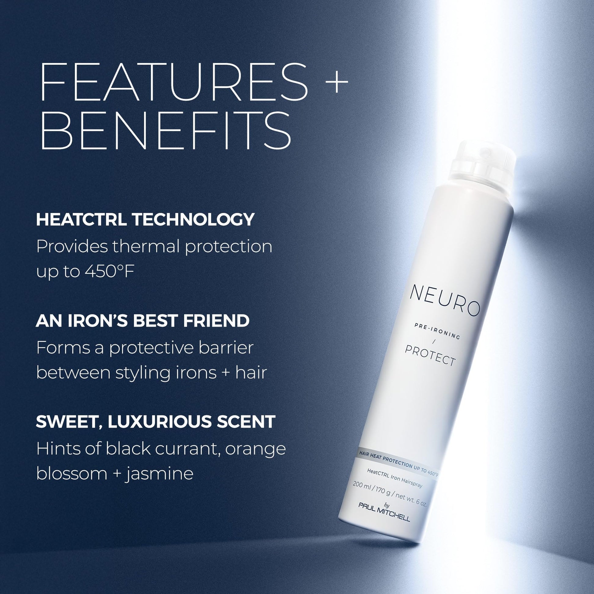 Back view of Neuro by Paul Mitchell hair styling spray