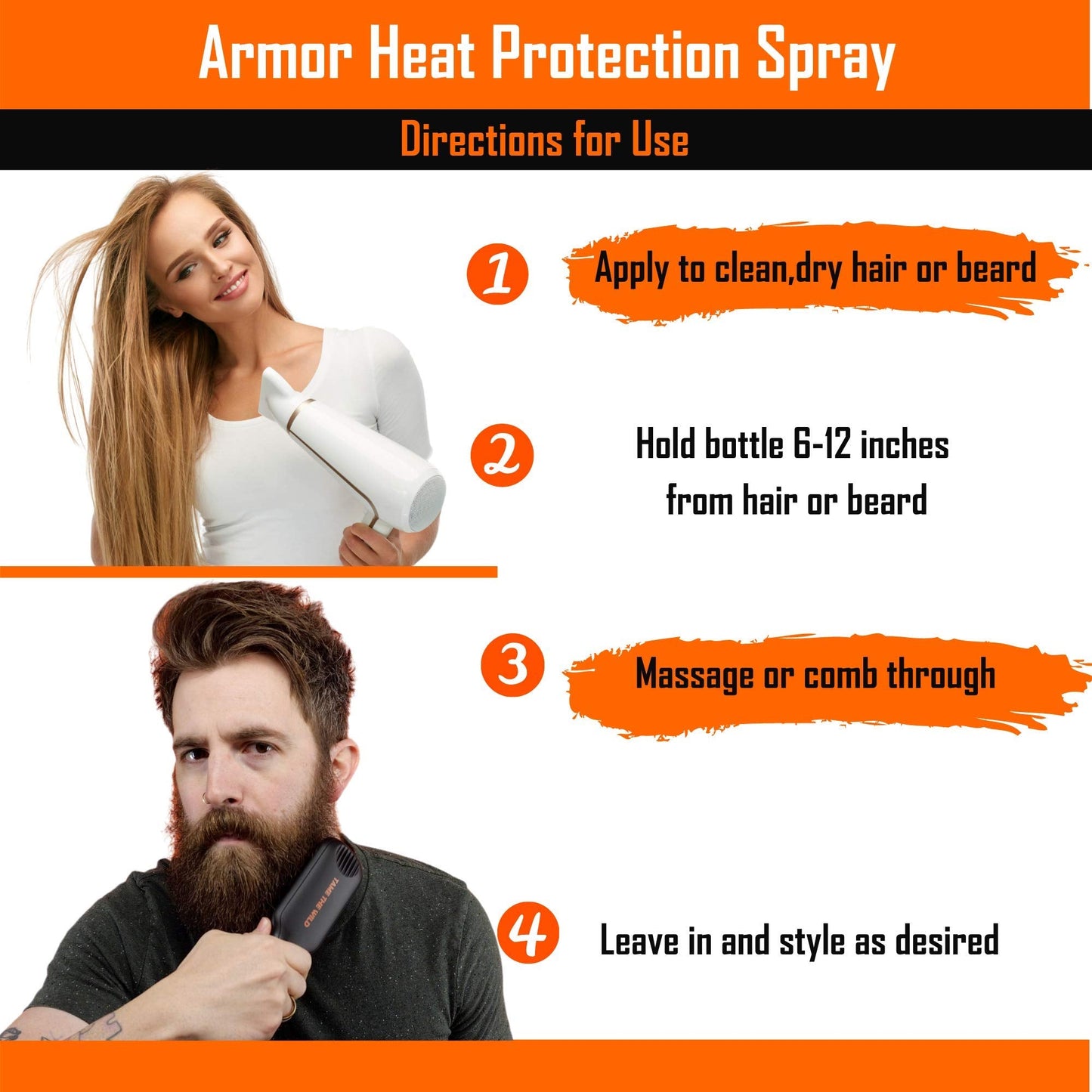 Back label of Tame The Wild heat protectant spray showing ingredients