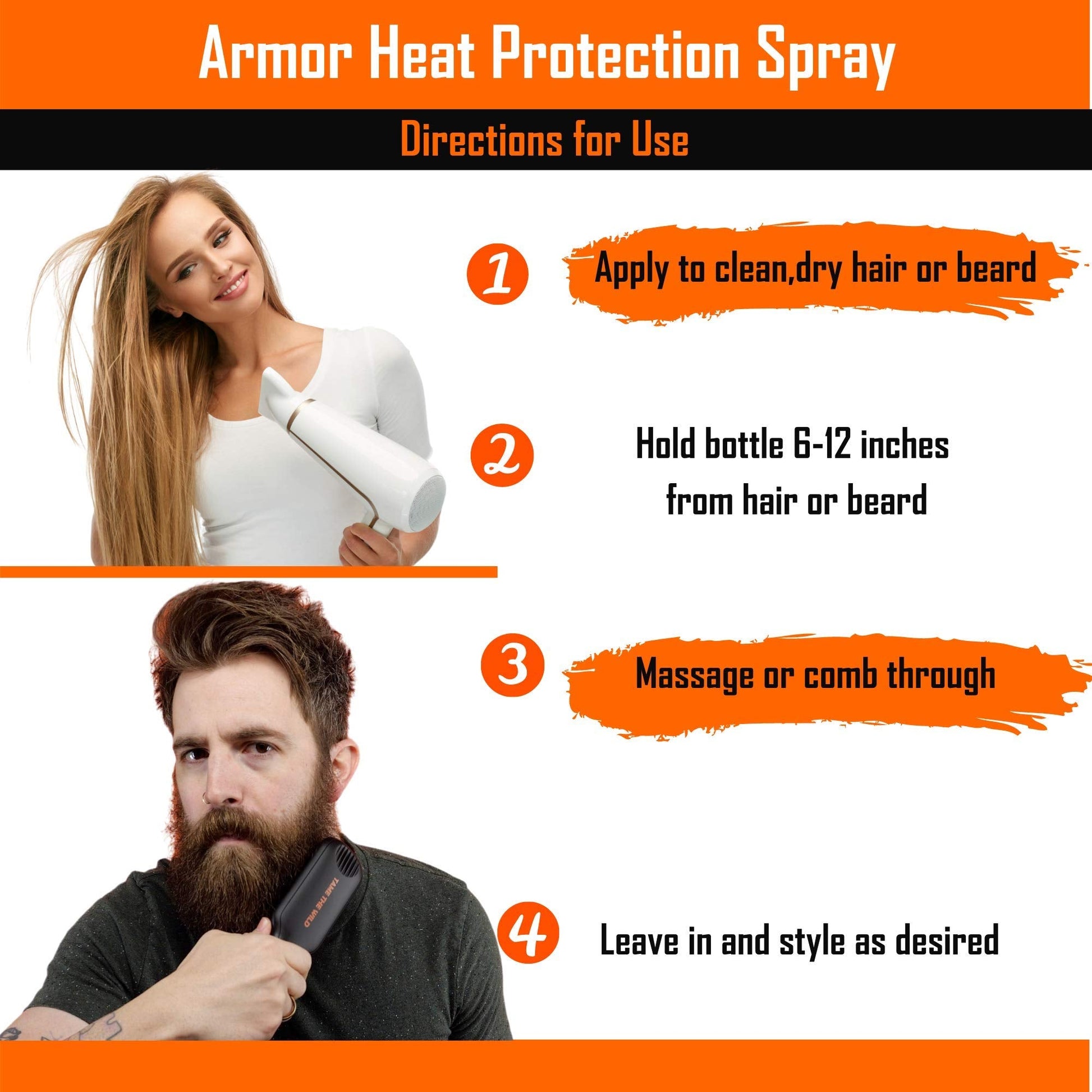 Back label of Tame The Wild heat protectant spray showing ingredients