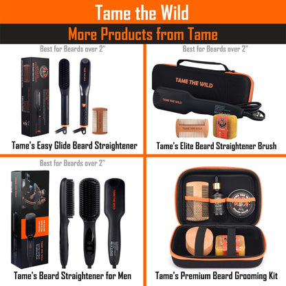 Tame The Wild beard heat protectant bottle on grooming station