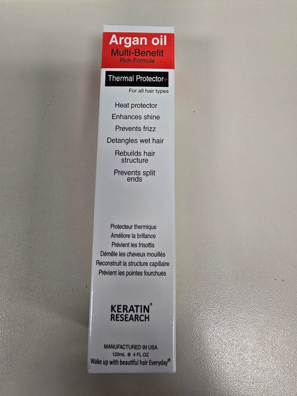 Keratin Research heat protectant spray packaging details