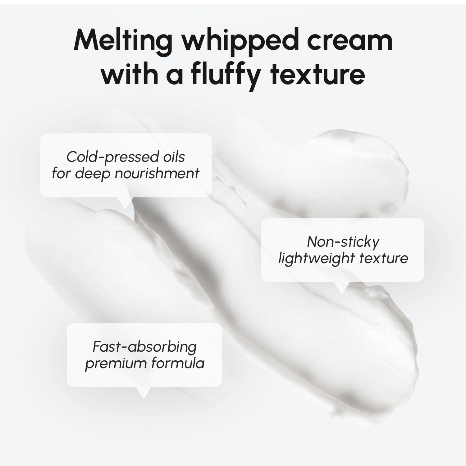 Lightweight non greasy body moisturizer mousse texture closeup