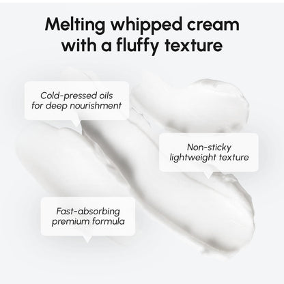 Lightweight non greasy body moisturizer mousse texture closeup
