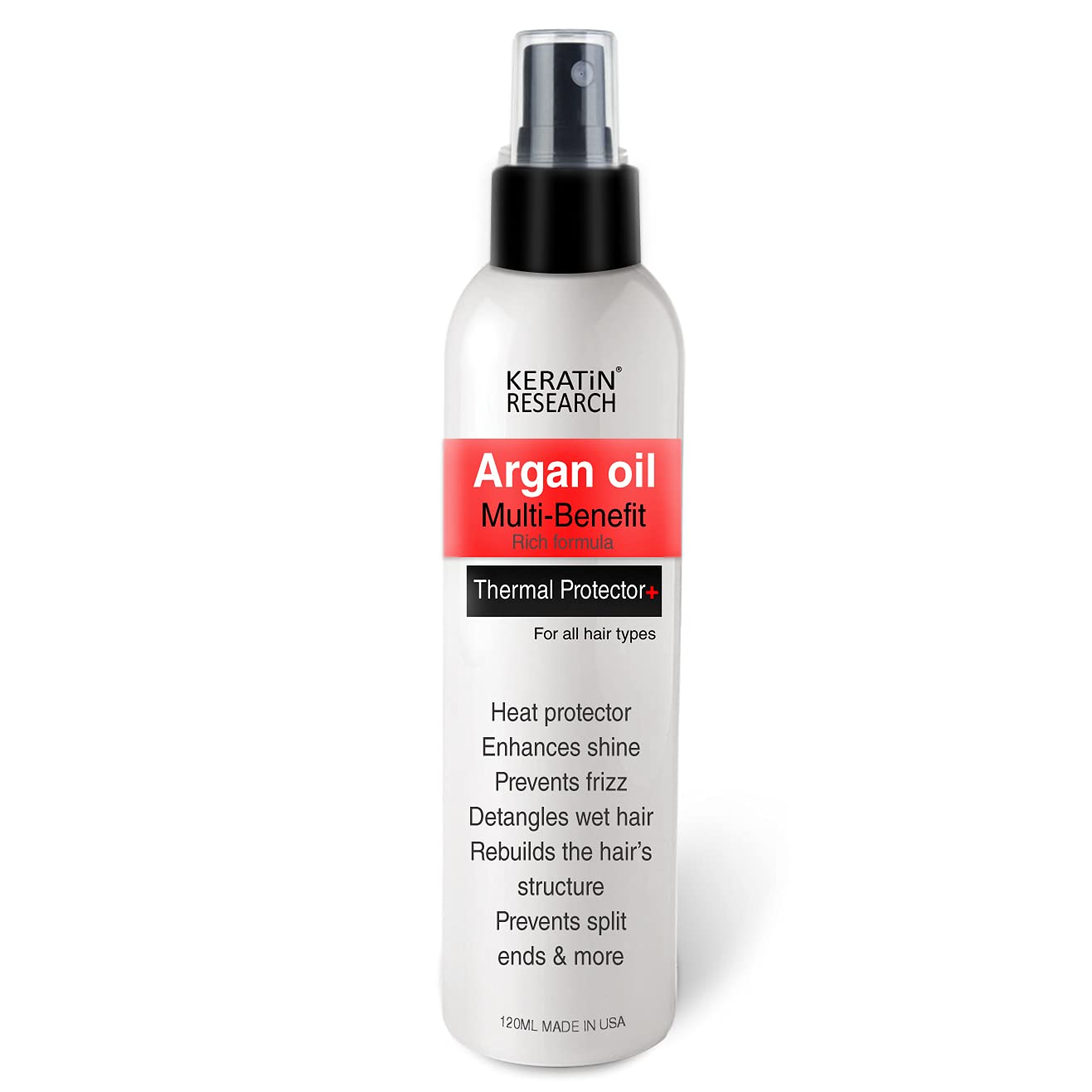 Professional hair styling routine with Keratin Research spray
