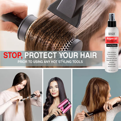 Close up of Keratin Research Thermal Hair Protector label