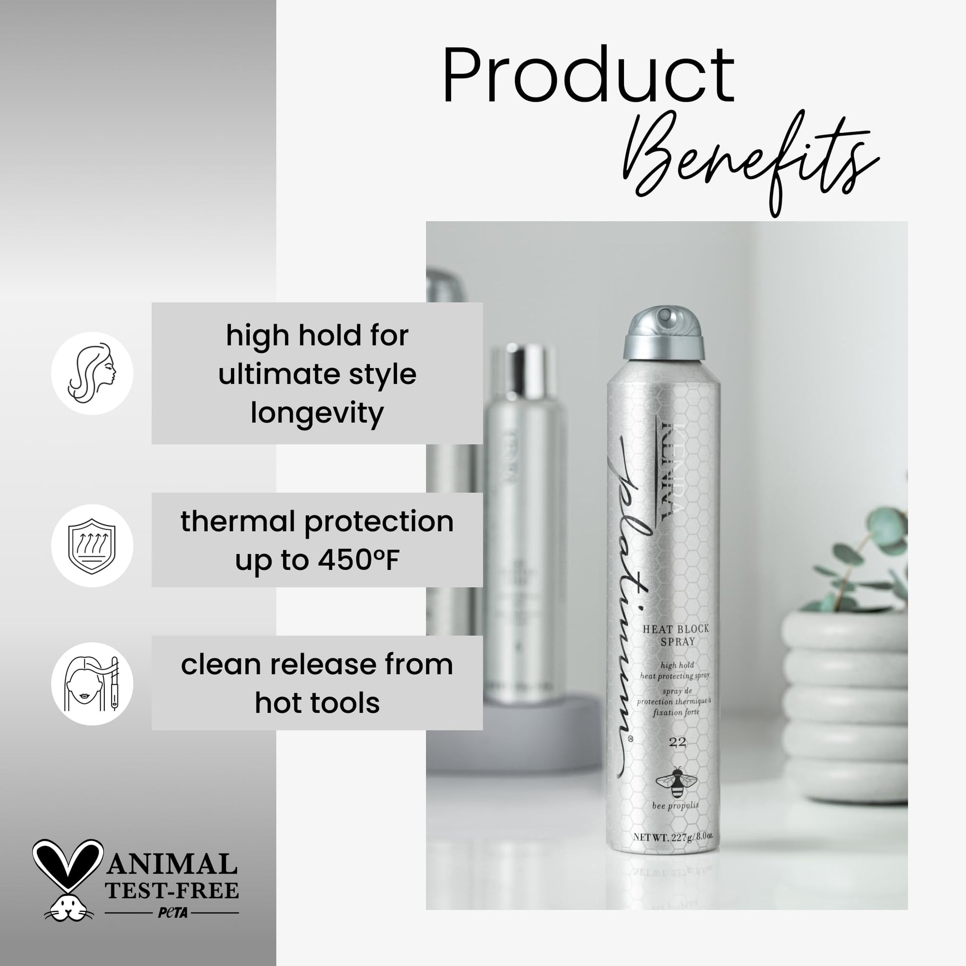 Kenra Platinum Heat Block Spray 22 aerosol mist application