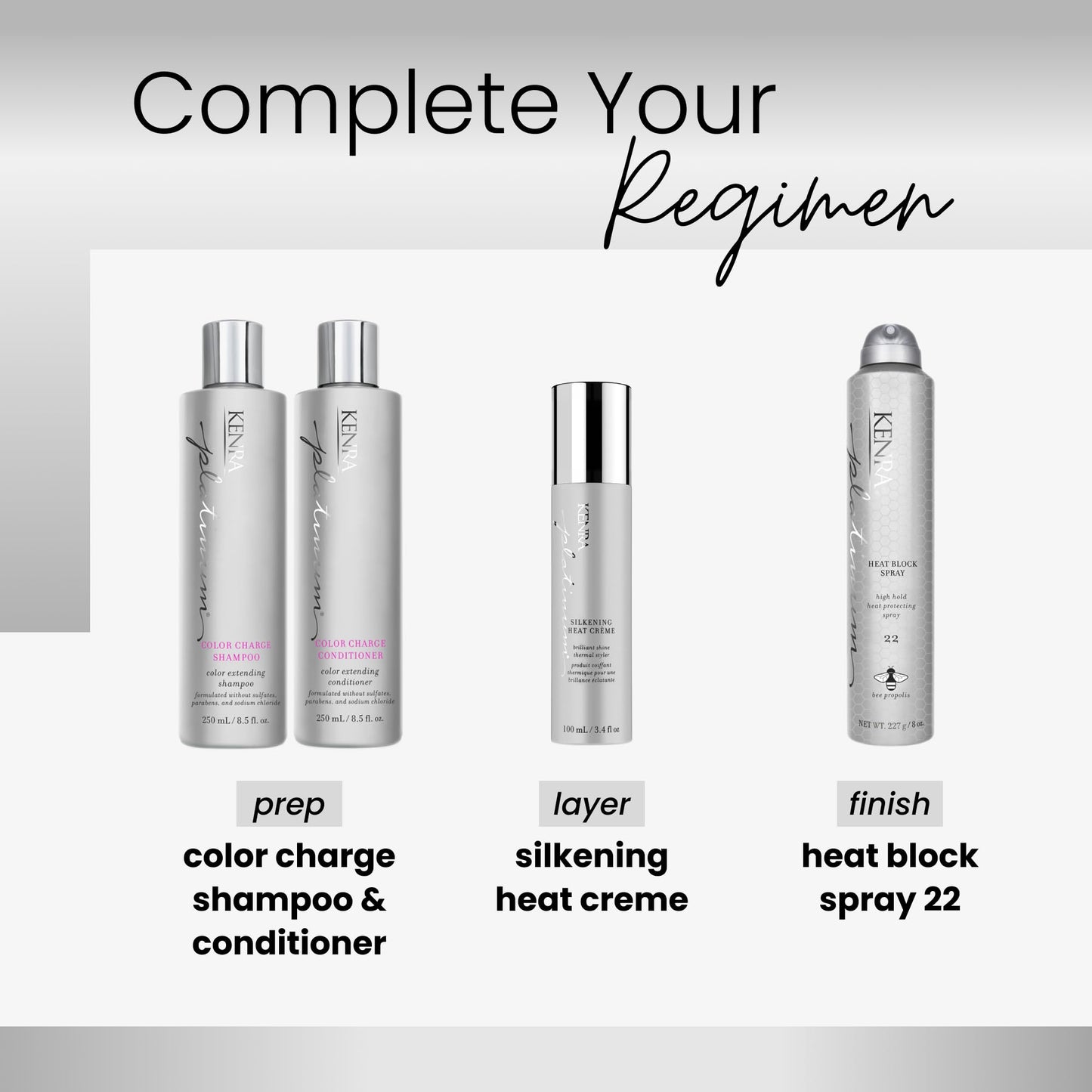 Close up of Kenra Platinum Heat Block Spray 22 label