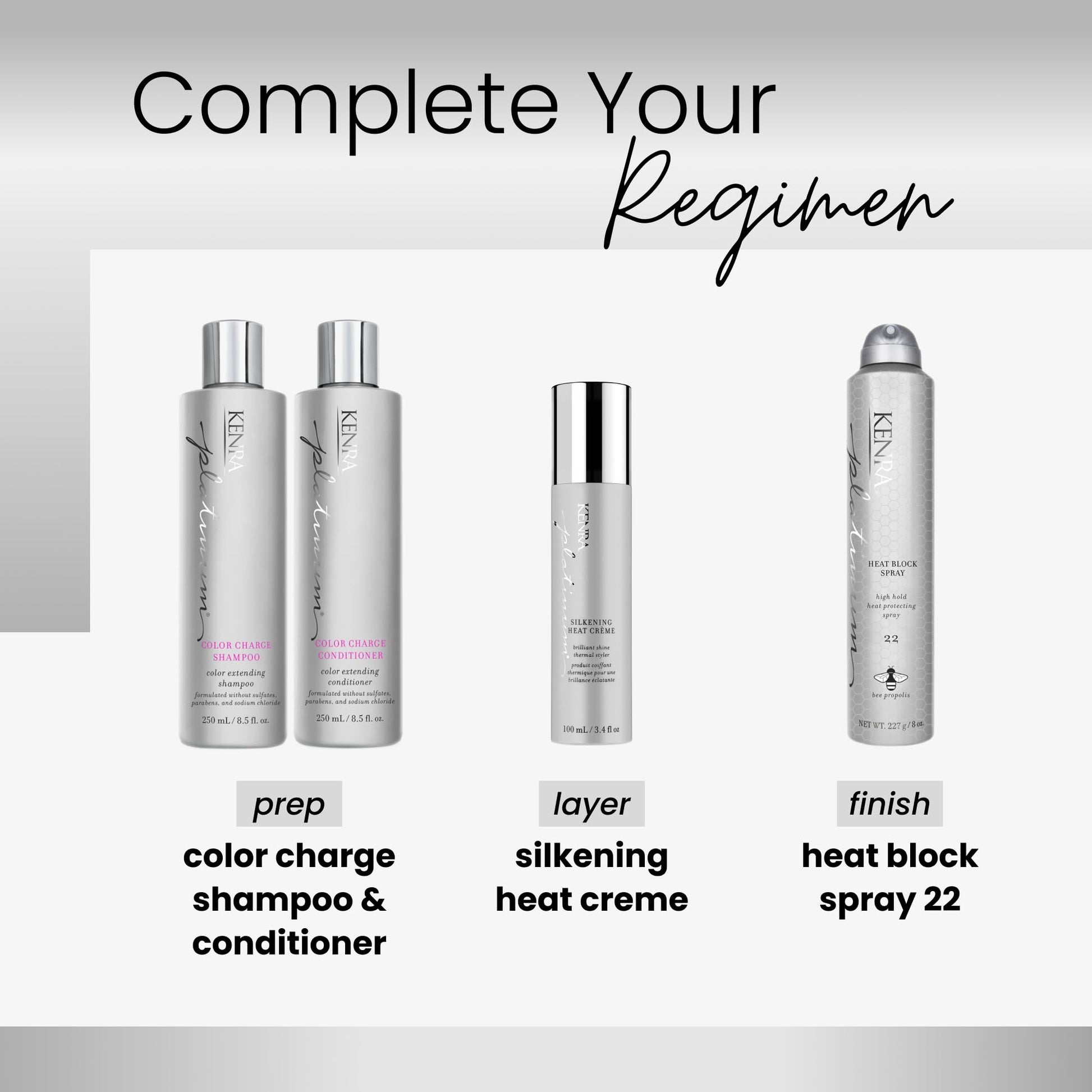 Close up of Kenra Platinum Heat Block Spray 22 label