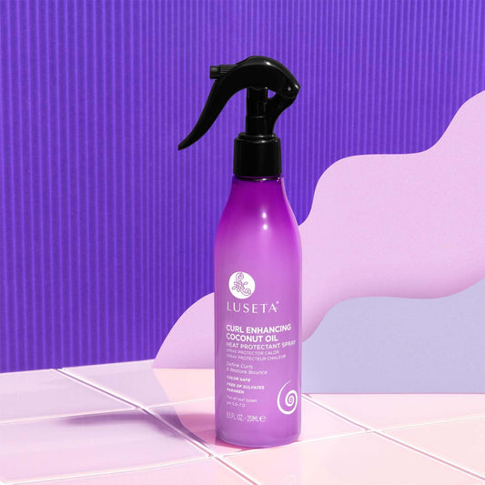 Luseta heat protectant spray for curly hair label details
