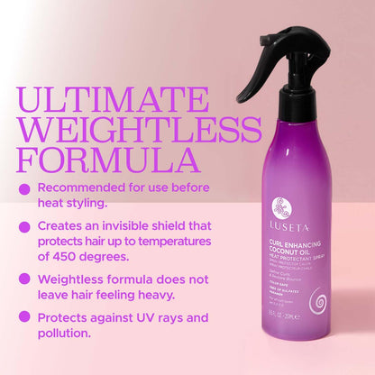Side profile of Luseta 8.5 fluid ounce hair spray bottle