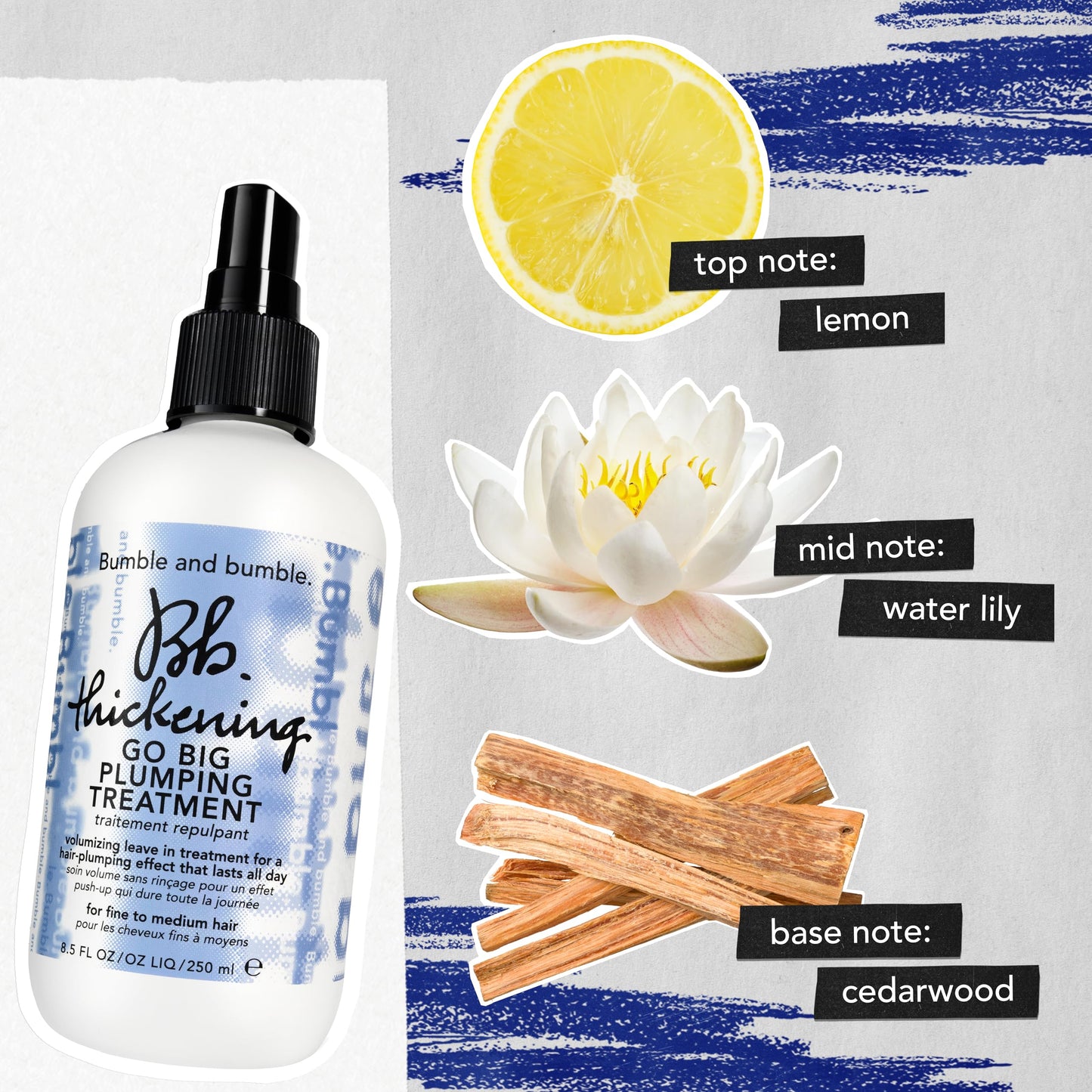 Bumble and Bumble thickening treatment bottle held in hand