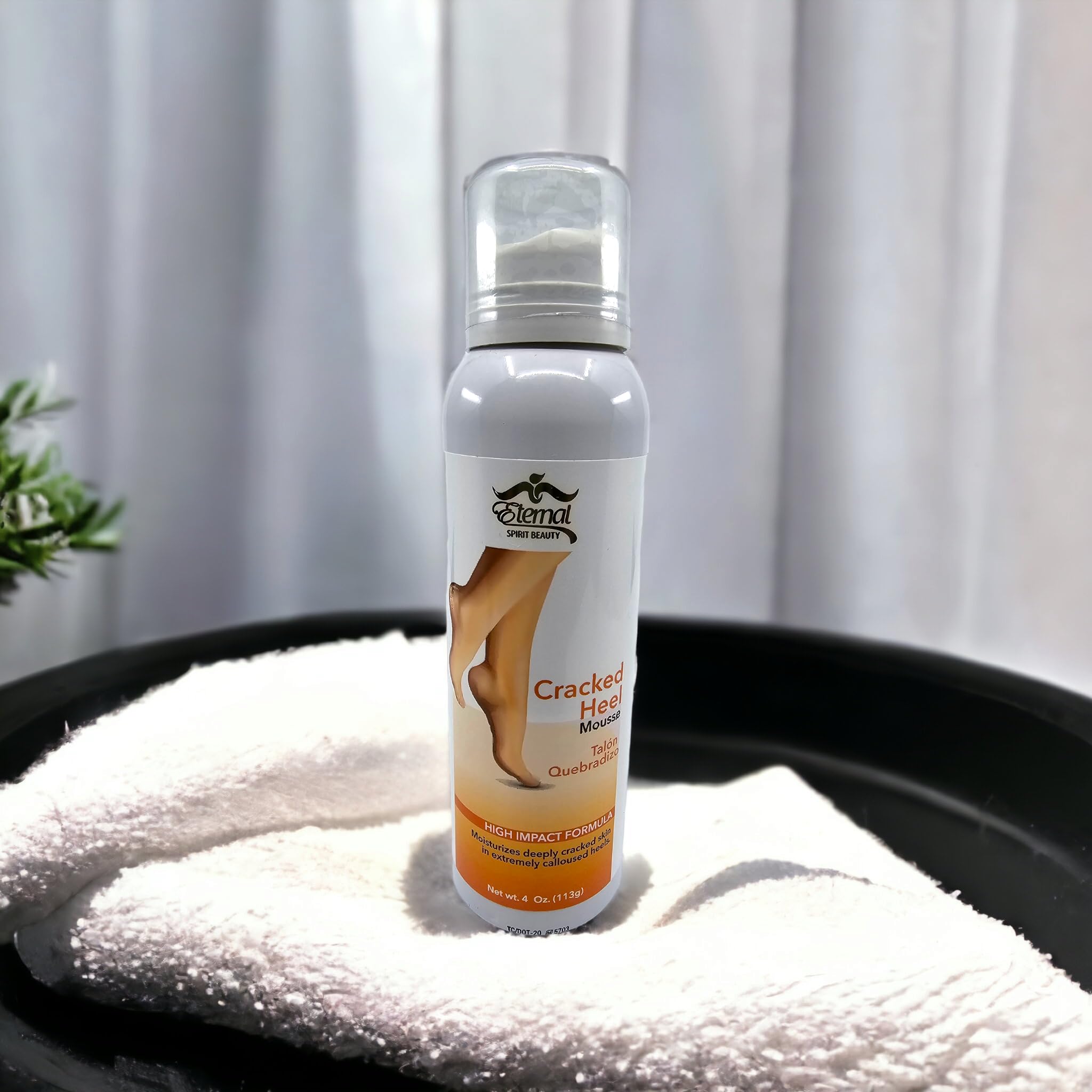 Eternal Spirit Beauty professional foot treatment mousse back label view with directions