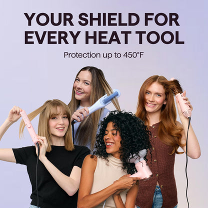 Application of Wavytalk heat protectant on damp hair strands
