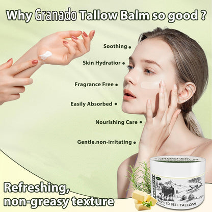 Organic whipped tallow moisturizer side view with product label
