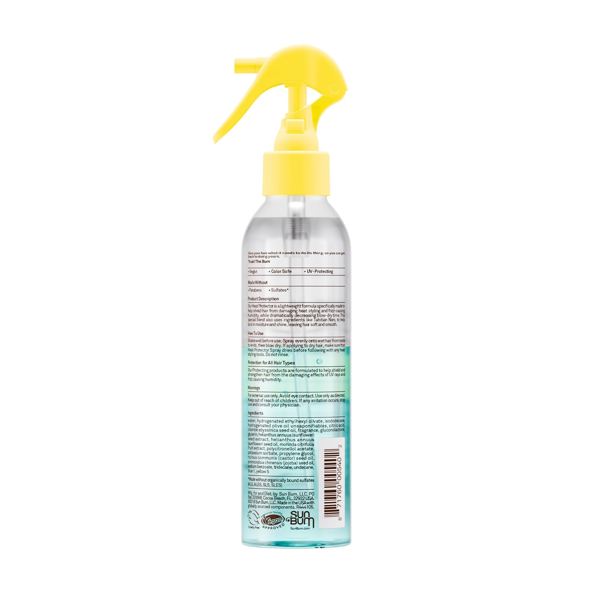 Sun Bum heat protector spray used for professional hair blow dry