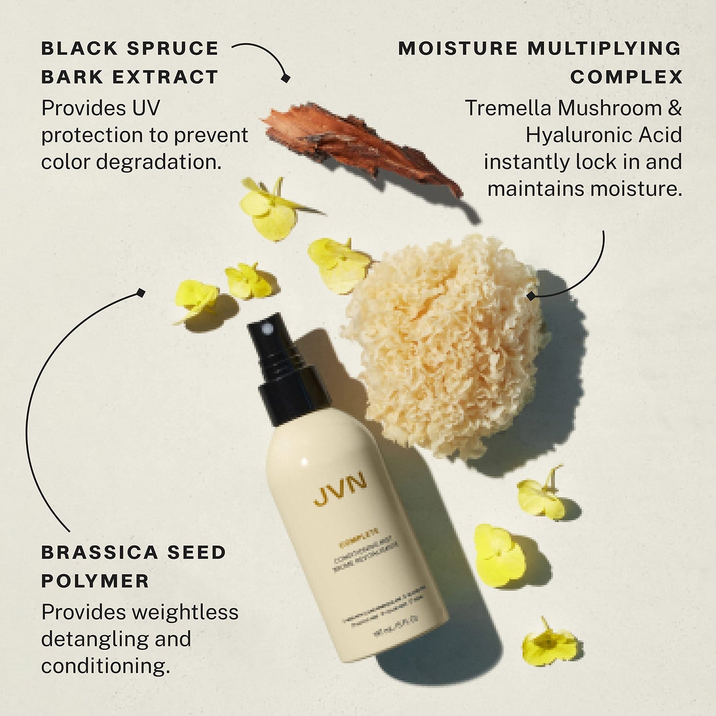 Close up of JVN Conditioning Mist nozzle and spray action