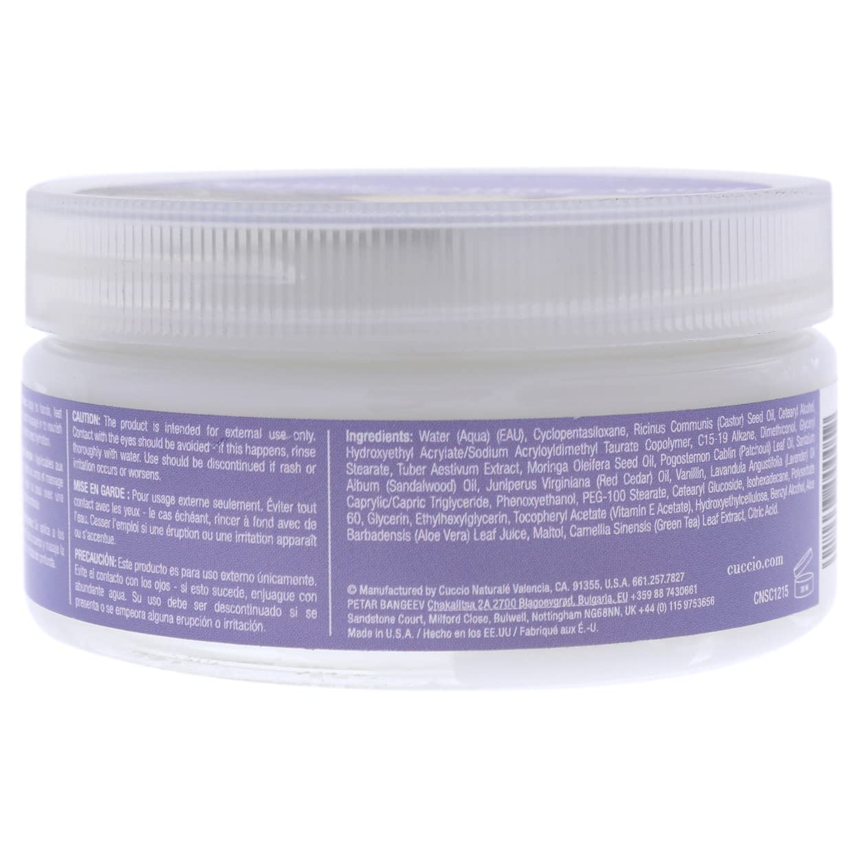 Cuccio White Truffle moisturizing body cream with moringa and patchouli ingredients